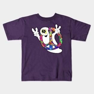 Peace ghost inside a multi-colored peace sign Kids T-Shirt